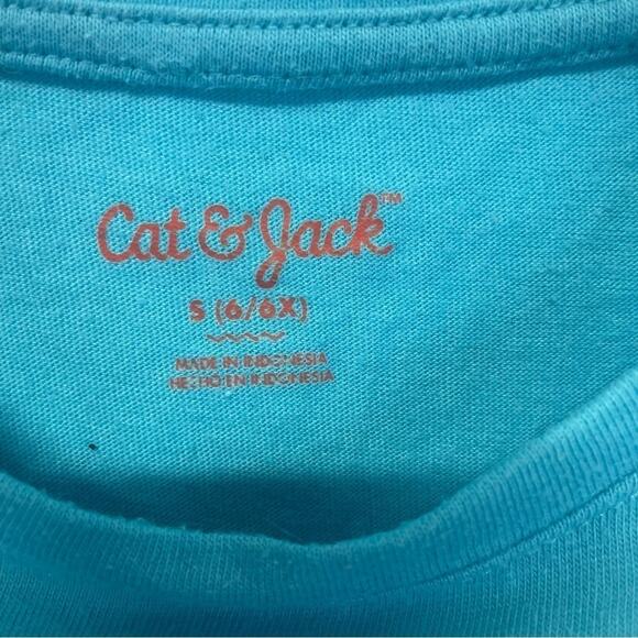 Cat & Jack Hooray It’s My Birthday Graphic T-shirt teal Y2K long sleeve Size 6 - Picture 4 of 6